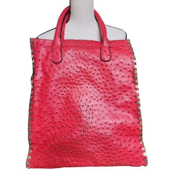 Vivienne Westwood Handbags - Vivienne Westwood Red Ostrich Bag Large Orb Logo on Front